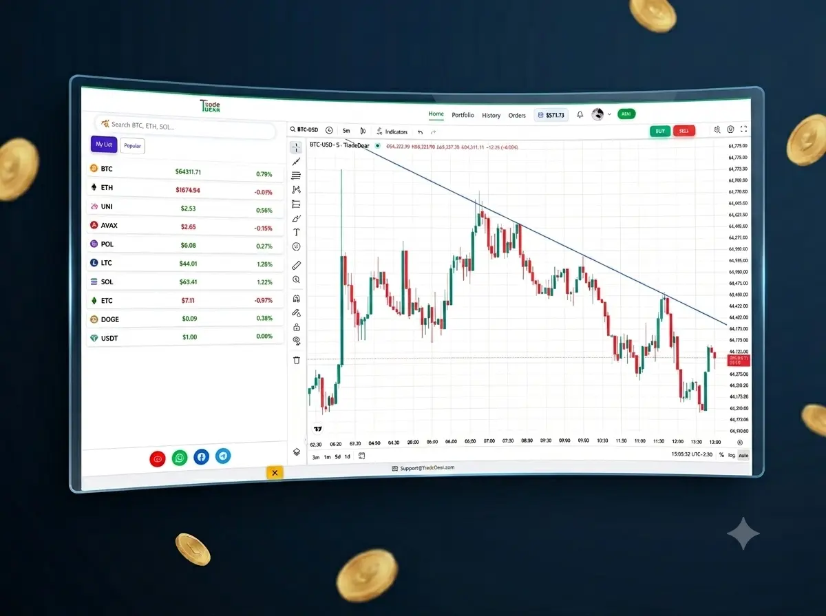 Real-Time Trading Terminal TradeDear Crypto Trading Terminal with Real-Time Charts and Live Price Data